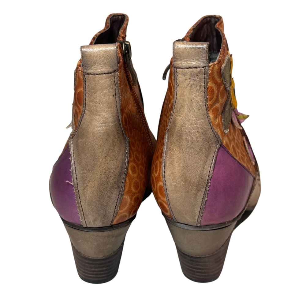 L'Artiste by Spring Step Dramatic Floral Ankle Boots Mixed Leather EU 41 US 10 - Picture 6 of 10